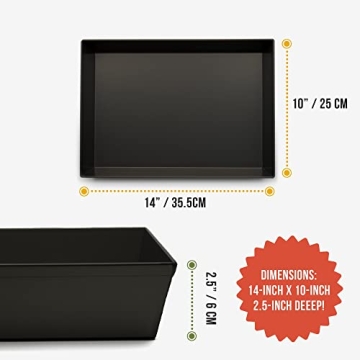 Chef Pomodoro Detroit Style Pizza Pan, 10 x 14 inch, Hard Anodized Rectangular Aluminum Deep Dish Pizza Pan, Pre-Seasoned Bakeware Kitchenware