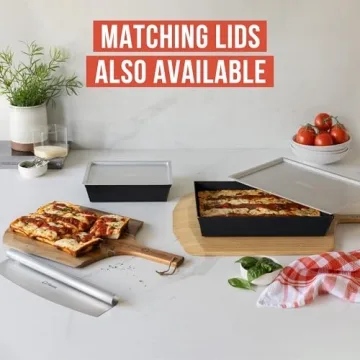 Chef Pomodoro Detroit Style Pizza Pan, 10 x 14 inch, Hard Anodized Rectangular Aluminum Deep Dish Pizza Pan, Pre-Seasoned Bakeware Kitchenware