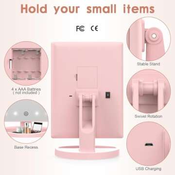 Flymiro TRI-fold Lighted Makeup Mirror with LEDs