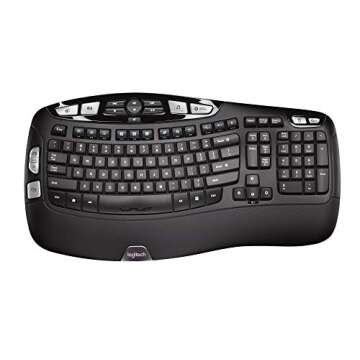 Logitech K350 Wave Ergonomic Keyboard with Unifying Wireless Technology - Black