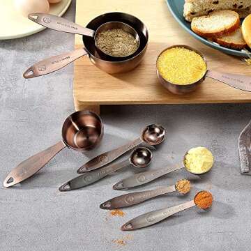 Elegant Copper Measuring Cups and Spoons Set for Every Kitchen