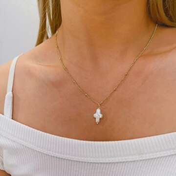 Unique Pearl Cross Necklace for Women - Baroque Style