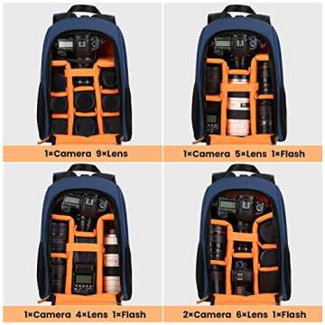 TARION Camera Backpack Waterproof Camera Bag Large Capacity Camera Case with 15 Inch Laptop Compartm...