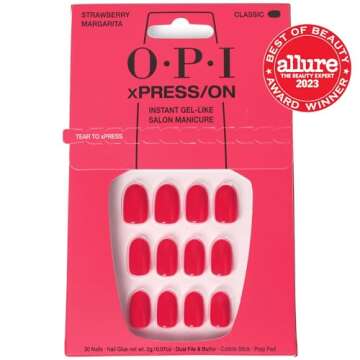 OPI xPRESS/ON Press on Nails | Short Round Light Solid Nail Art Press On Nails | With Nail Glue | Lo...