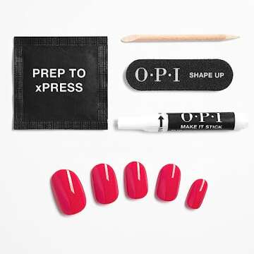 OPI xPRESS/ON Press on Nails | Short Round Light Solid Nail Art Press On Nails | With Nail Glue | Long Lasting, Reusable, Non-damaging