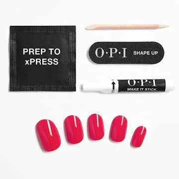 OPI xPRESS/ON Press on Nails | Short Round Light Solid Nail Art Press On Nails | With Nail Glue | Long Lasting, Reusable, Non-damaging