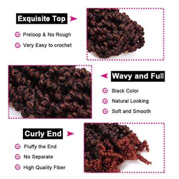 3 Packs Pre-twisted Spring Twist Hair 8 Inch Pre-Twisted Short Passion Twists Crochet Braids for Bob...