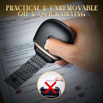 Lomil Identity Protection Roller Stamps - Wide Identity Theft Protection Stamp for ID Blockout with Refills - Privacy Confidential and Address Blocker