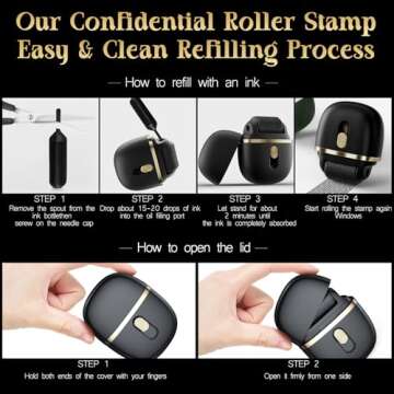 Lomil Identity Protection Roller Stamps - Wide Identity Theft Protection Stamp for ID Blockout with Refills - Privacy Confidential and Address Blocker