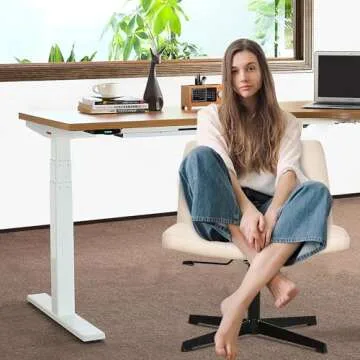 FDW Criss Cross Chair - Adjustable Armless Office Chair with Ergonomic Design