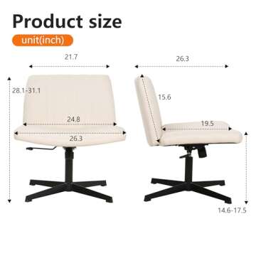 FDW Criss Cross Armless Adjustable Ergonomic Office Chair