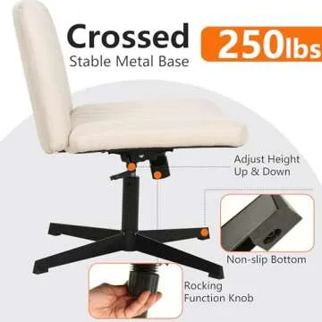 FDW Criss Cross Armless Adjustable Ergonomic Office Chair
