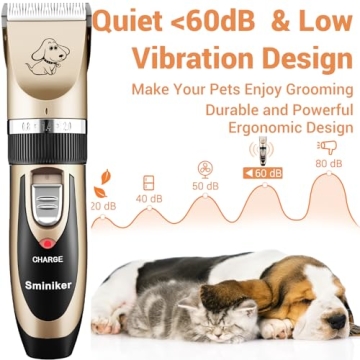 Sminiker Cordless Pet Grooming Clippers - Quiet & Efficient