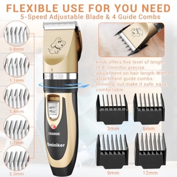 Sminiker Cordless Pet Grooming Clippers - Quiet & Efficient