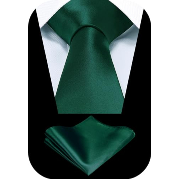 TIE G Hunter Green Satin Necktie & Pocket Square