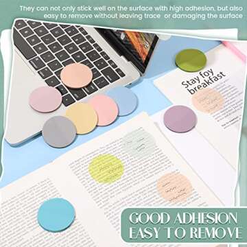 Sabary 500 Sheets Transparent Sticky Notes Round Translucent Sticky Notes Tabs Colorful Page Flags Stickers Clear Book Markers Bible Journaling Office Back to School Supplies(1.75 Inch,Classic)