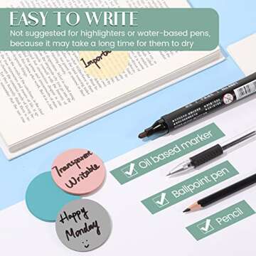 Sabary 500 Sheets Transparent Sticky Notes Round Translucent Sticky Notes Tabs Colorful Page Flags Stickers Clear Book Markers Bible Journaling Office Back to School Supplies(1.75 Inch,Classic)