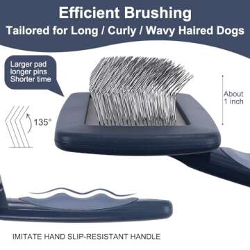 YIRU Large Firm Slicker Brush for Dogs Goldendoodles Poodles, Extra Long Pin Slicker Brush for Dog P...