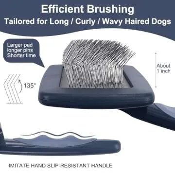 YIRU Large Firm Slicker Brush for Dogs Goldendoodles Poodles, Extra Long Pin Slicker Brush for Dog P...