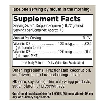 Mt. Angel Vitamins - Vegan Vitamin D3 & K2 Liquid Supplement - 5000 IU D3, Trans MK7 K2 - Gluten-Fre...