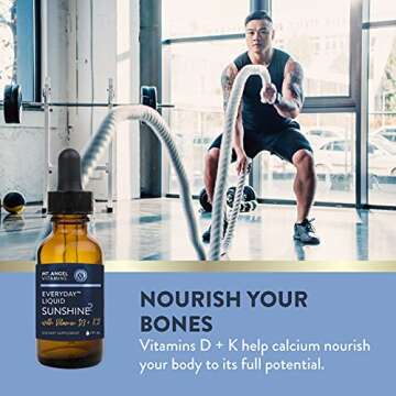 Mt. Angel Vitamins - Vegan Vitamin D3 & K2 Liquid Supplement - 5000 IU D3, Trans MK7 K2 - Gluten-Free, Non-GMO - Perfect for Adults & Kids - Your Daily Dose of Sunshine | K2 D3 Vitamin Supplement