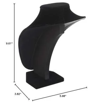 Adorox 1pc Velvet Chain Necklace Display Stand – Jewelry Bust Holder Organizer for Necklaces, Pendants, and Chains – Black Velvet Jewelry Display for Retail, Craft Fairs, and Home Organization Black