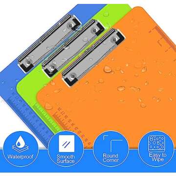 Clipboards, HERKKA 15 Pack Plastic Office Clipboards, Assorted Color Plastic Clipboards, Low Profile Clip Standard A4 Letter Size, Office Supplies Classroom Supplies