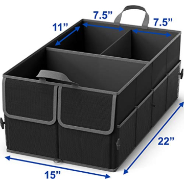 EPAuto Trunk Organizer - 3 Compartment Storage Solution