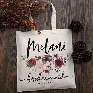 Personalized Six Pieces Bachelorette Tote with Birdesmaid Name & Wedding Date Customized Bridal Shower Bag