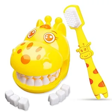 YOUYA DENTAL Early Education Brushing Toys, Children Role Play Toys Cute Giraffe Early Education Car...