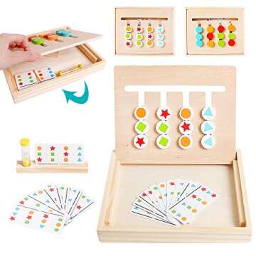 Kizh Montessori Learning Toys Slide Puzzle Color & Shape Matching Brain Teasers Logic Game Montessor...