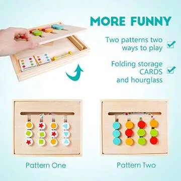 Kizh Montessori Learning Toys Slide Puzzle Color & Shape Matching Brain Teasers Logic Game Montessori Educational Wooden Toys for Ages 2 3 4 5 6 Years Old Toddlers Kids Child Travel Toys