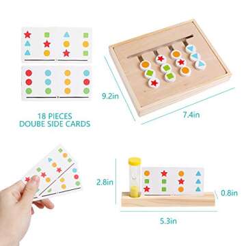 Kizh Montessori Learning Toys Slide Puzzle Color & Shape Matching Brain Teasers Logic Game Montessori Educational Wooden Toys for Ages 2 3 4 5 6 Years Old Toddlers Kids Child Travel Toys