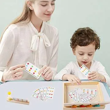Kizh Montessori Learning Toys Slide Puzzle Color & Shape Matching Brain Teasers Logic Game Montessori Educational Wooden Toys for Ages 2 3 4 5 6 Years Old Toddlers Kids Child Travel Toys