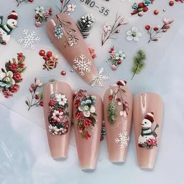 Christmas Nail Art Stickers 5D Snowflake Snowman Decals