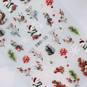 Christmas Nail Art Stickers 5D Snowflake Snowman Decals