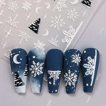 Christmas Nail Art Stickers 5D Snowflake Snowman Decals