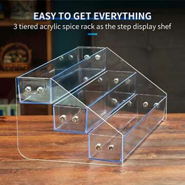 Kihor Acrylic Spice Rack, Tiered Spice Rack Shelf Seasoning Organizer for Countertop, Cabinet, Pantr...