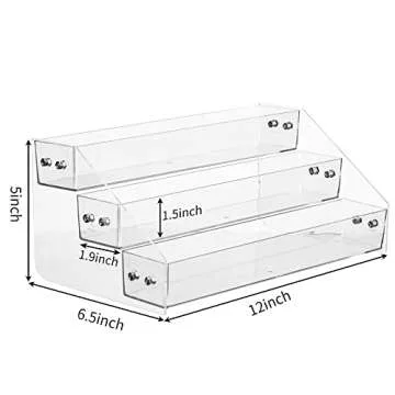 Kihor Acrylic Spice Rack, Tiered Spice Rack Shelf Seasoning Organizer for Countertop, Cabinet, Pantry, Kitchen Storage - 3 Tier