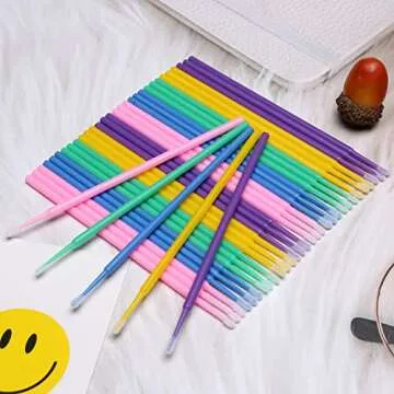 Akstore 600 PCS Disposable Micro Applicators Brush Eyelash Extension Individual Applicators Mascara Brush for Make up and Clean and Compatible and Personal Care (Multicolors)