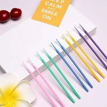 Akstore 600 PCS Disposable Micro Applicators Brush Eyelash Extension Individual Applicators Mascara Brush for Make up and Clean and Compatible and Personal Care (Multicolors)