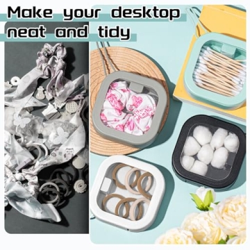 Kathfly 4 Pcs Hair Tie Organizer Portable Hair Accessory Storage Containers Stackable Hair Tie Bobby Pin Holder Home Cotton Swab Dispenser Hair Accessories Jewelry Organizer Box
