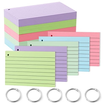 Yougeigy 500 Pieces Index Cards, 3x5 Inches Colorful Ruled Notecards with Spiral, Flash Cards, Study...