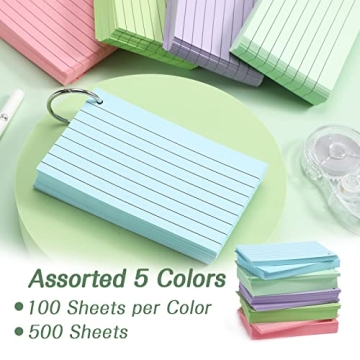 Yougeigy 500 Count Colorful 3x5 Index Cards for Notes