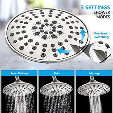 EMBATHER Shower Faucets Sets Complete, with 3 Setting High Pressure Shower Head Combo, Bathroom Wall Mounted Rainfall Shower System Fixtures with 8-Mode Handheld Spray, Brushed Nickel