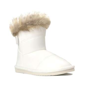 REDVOLUTION Kids Boots Toddler Girls Cute PomPom Snow Boot (490 white, numeric_7)