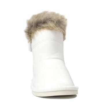 REDVOLUTION Kids Boots Toddler Girls Cute PomPom Snow Boot (490 white, numeric_7)
