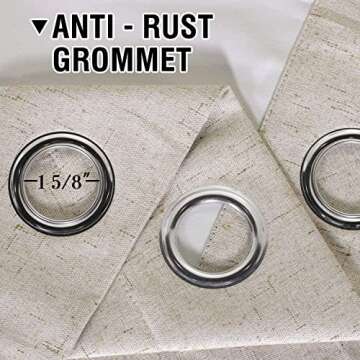 H.VERSAILTEX Linen Blackout Curtains 96 Inches Long, 100% Absolutely Blackout Elegant Curtains for Bedroom, Thermal Insulated Linen Drapes Grommet Curtains with White Liner, 2 Panels, Natural