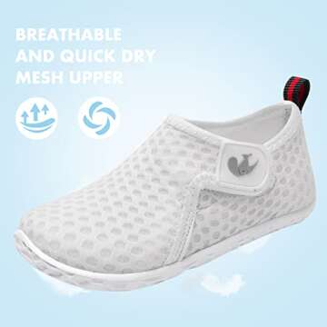 JIASUQI Baby Girls Boys Lightweight Pool Park Athletic Aqua Water Shoes Socks Dot White 6-12 Months