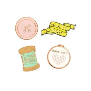 PinMart Sewing Lover Needle Minder Pin Set - Cute Magnetic Enamel Pins for Sewing, Quilting, and Emb...